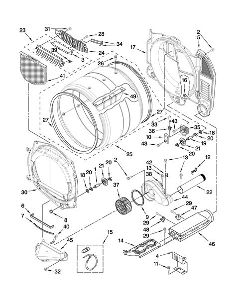 bulkhead parts diagram parts list  model wedww whirlpool parts dryer parts