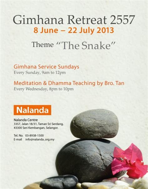 week annual gimhana retreat nalanda buddhist society