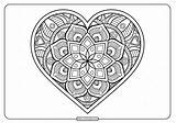 Mandala Coloring Heart Printable Pdf Whatsapp Tweet Email sketch template