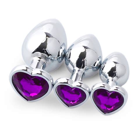 buy 3pcs set luxury metal anal plug heart shaped anal