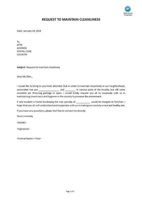 view  sample letter  employee  personal hygiene