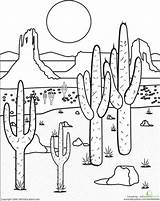 Desert Coloring Pages Clipart Wild Worksheets Color West Landscape Ecosystem Drawing Biome Kids Theme Animals Colouring Crafts Western Sahara Mojave sketch template