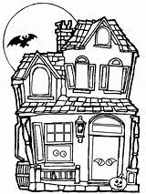 Coloring House Pages Spooky Moon Printable Print sketch template