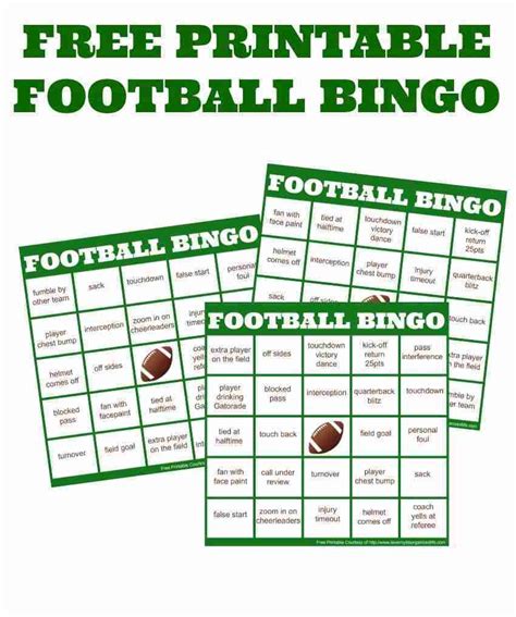 easy football watching football bingo cards