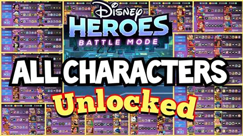disney heroes battle mode  characters unlocked youtube
