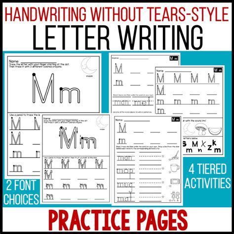 handwriting  tears style letter practice pages differentiated
