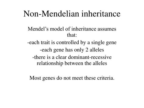 Ppt Non Mendelian Inheritance Powerpoint Presentation Free Download