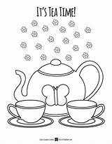 Tea Coloring Party Time Pages Getdrawings Shop sketch template