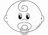 Baby Face Coloring Pacifier Template Pages Head Clipart Drawing Mickey Mouse Kids Smiley Dog Printable Happy Sad Cute Pumpkin Cat sketch template