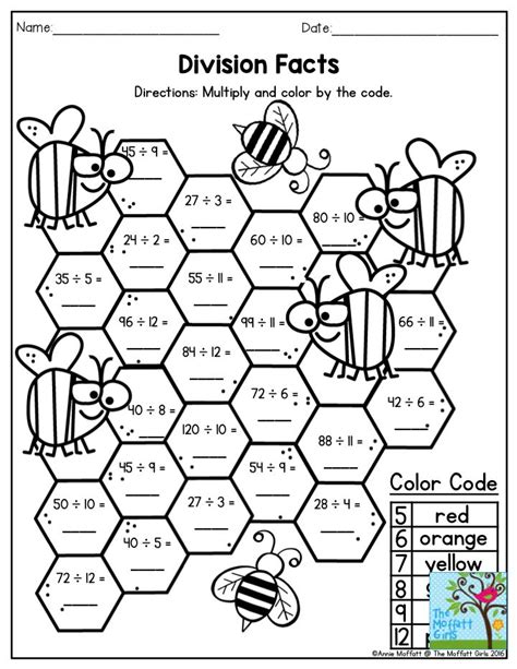 division coloring worksheet  grade