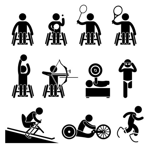 disable handicap sport paralympic games stick figure pictogram icons  vector art  vecteezy