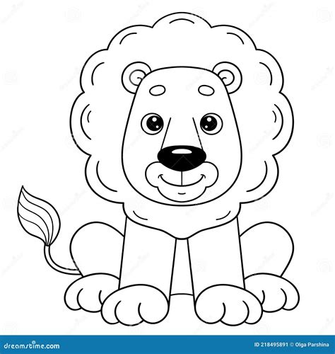 coloring page outline  cartoon cute lion coloring book  kids