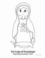 Guadalupe Lady Coloring Sheet Kids Juan Diego Saint Color Posted sketch template