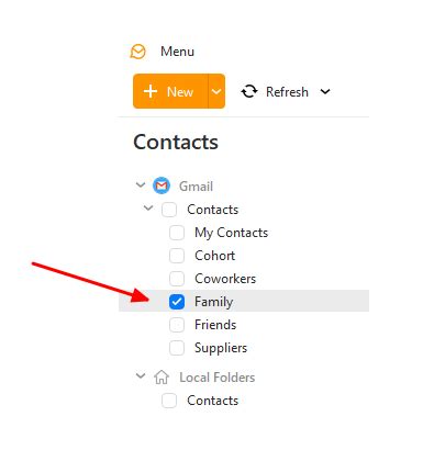 update   contact list mail em client