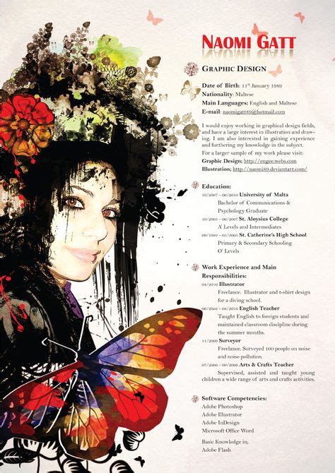 artistic resume  naomi  deviantart graphic design resume