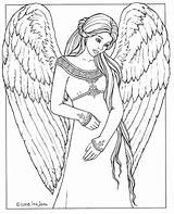 Coloring Angel Pages Adults Realistic Adult Fairy Printable Books Angels Drawing Colouring Color Detailed Sheets Book Christmas Nouveau Drawings Mermaid sketch template