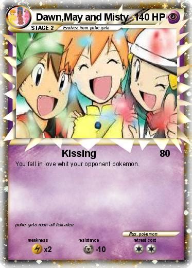 pokémon dawn may and misty kissing my pokemon card