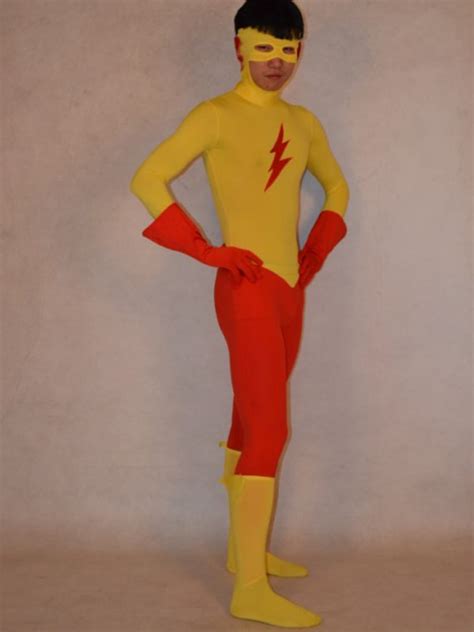 zentai the flash man lycra spandex super hero halloween costume free