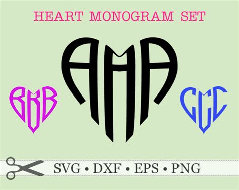 heart shape  letter monogram monogramsvgcom  svg designs