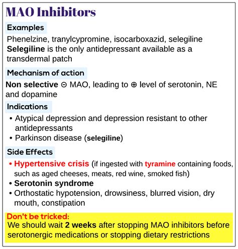 monoamine oxidase maoi inhibitors medicine keys  mrcps