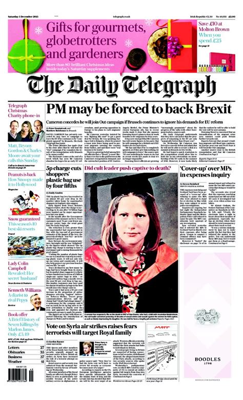 saturdays daily telegraph pm   forced   brexit tomorrowspaperstoday bbcpapers
