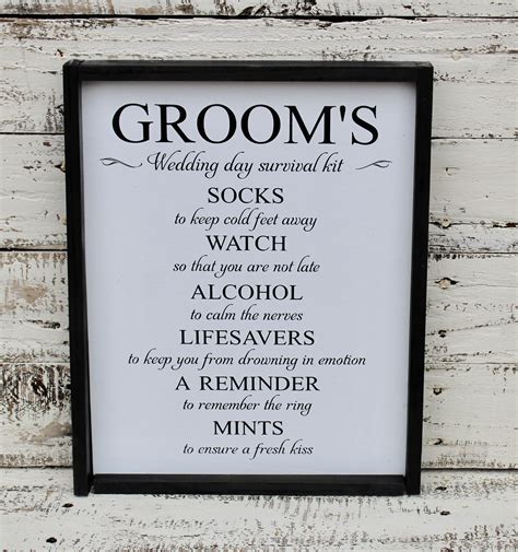 grooms survival kit framed canvas sign wedding prop groom sign