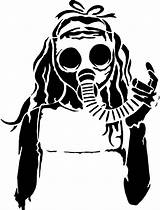 Mask Gas Graffiti Girl Stencil Drawing Character Getdrawings Wearing sketch template