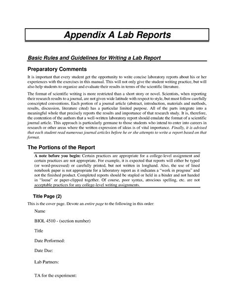 lab reports appendix  basic rules  guidelines  writing  lab