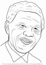 Mandela Nelson Drawing Draw Step Face Sketch Coloring Gandhi Mahatma South Tutorials Drawings Pages Portrait Politicians Printable Africa Make Drawingtutorials101 sketch template