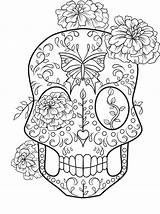 Coloring Skull Sugar Pages Kids Adult Color Print Printable Sheets Book Halloween Template Use Clipart Choose Board Female Mandala Girly sketch template