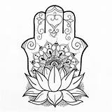 Hamsa Drawing Hand Tattoo Hippie Fatima Mano Mandala Coloring Pages Drawings Mandalas Bohemian Sun Lotus Tattoos Fine Line Colouring Getdrawings sketch template