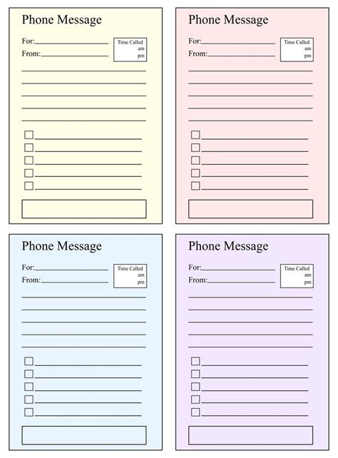 printable telephone message template    printables