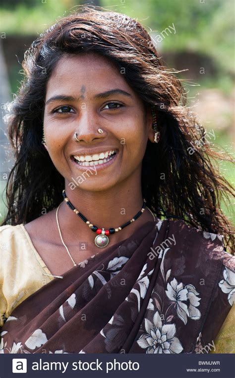 Smiling South Indian Teenage Girl Portrait Andhra Pradesh