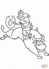 Coloring Rodeo Pages Cowboy Bull Riding Printable Drawing Getcolorings Print sketch template