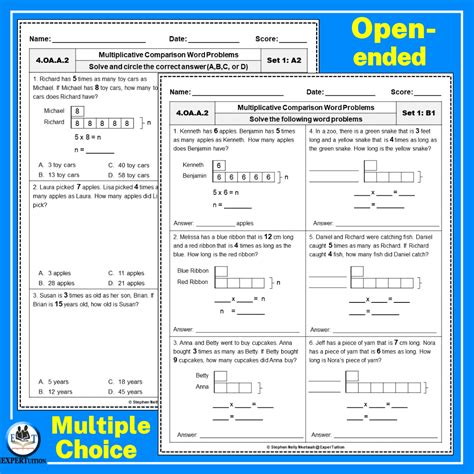 multiplicative comparison word problems worksheets set  expertuition
