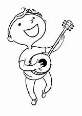Banjo Boy Playing Coloring Printable Categories Coloringonly sketch template