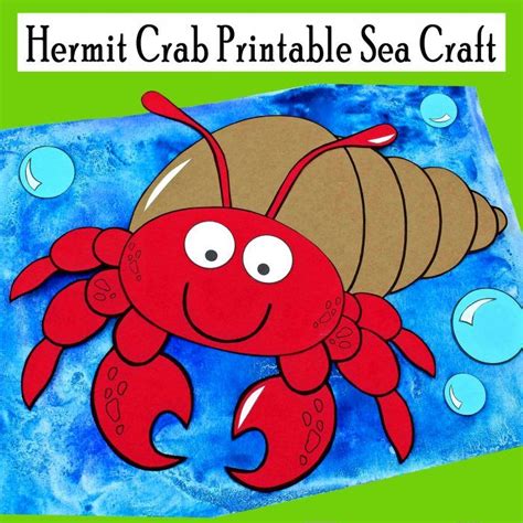 hermit crab printable sea craft printables  mom sea crafts crab