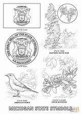 Michigan State Coloring Symbols Printable Pages Flag Bird Kids Crafts Oklahoma Supercoloring Activities Texas sketch template