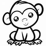 Monkey Drawing Cute Coloring Animal Drawings Pages Cartoon Easy Simple Clipart Monkeys Animals Baby Face Clip Kids Outline Colouring Cliparts sketch template