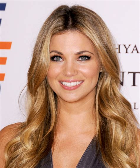 Amber Lancaster Long Wavy Casual Hairstyle Golden Blonde Hair Color