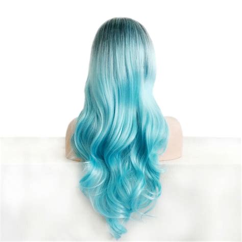 womens light blue wig long fluffy curly wavy hair wigs synthetic cosplay wigs ebay