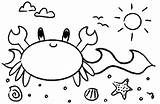 Coloring Crab Beach Sunny Walking Utilising Button Print Sun Grab Could Well Easy sketch template