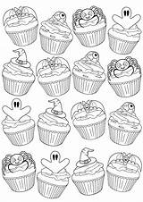 Coloring Pages Halloween Cupcake Cupcakes Adult Star Food Choose Board Books Vk sketch template