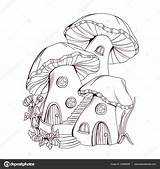 Coloring Fairy Depositphotos Champignons sketch template