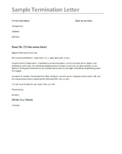 termination letter samples  word  formats professional word