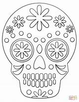 Skull Sugar Coloring Simple Pages Skulls Printable Drawing Template Candy Drawings sketch template