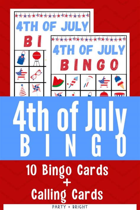 july bingo cards printable   patriotic games  kids
