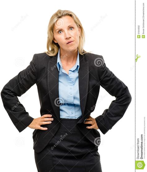Stupid Mature Business Woman Isolated On White Background