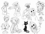 Coraline Coloring Doodles Characters Burton sketch template