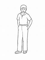 Standing Brother Drawing Boy Coloring Pages Lds Drawings Man Wearing Young Shirt Primary Library Getdrawings Illustration Trousers Polo Inclined Primarily sketch template